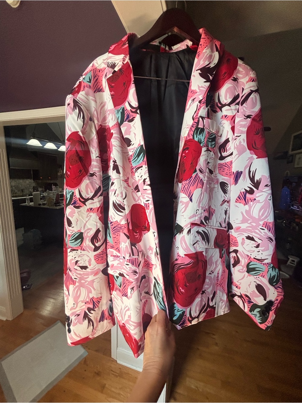 Floral Pink & Red Men's Sport Coat Blazer